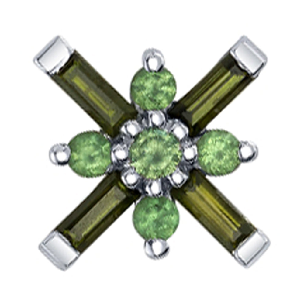 "Kaneda" Threaded End in Gold with Green Tourmaline & Tsavorite