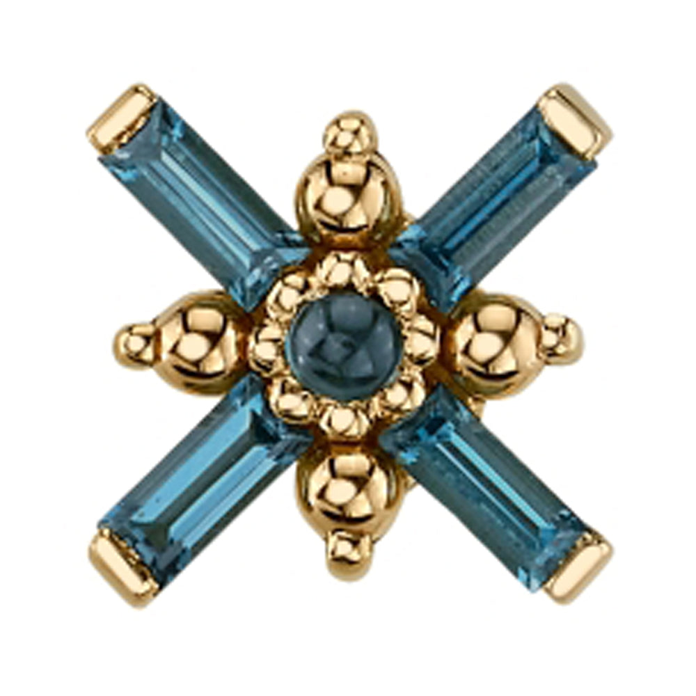 "Kaneda" Threaded End in Gold with London Blue Topaz & Gold Beads