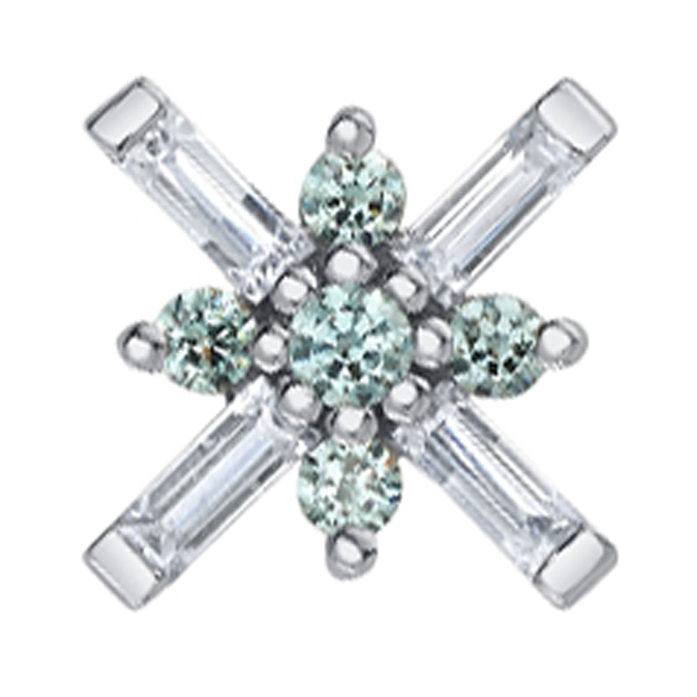 "Kaneda" Threaded End in Gold with White & Cyan CZ's