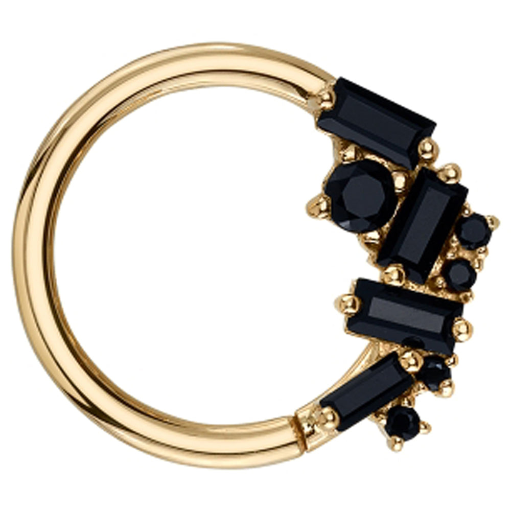 "Myriad" Seam Ring in Gold with Onyx