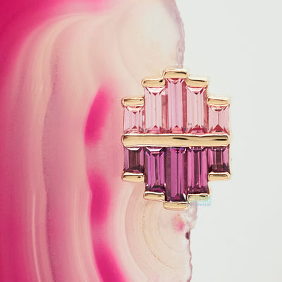"Diplomat" Threaded End in Gold with Padparadscha Sapphire & Rhodolite
