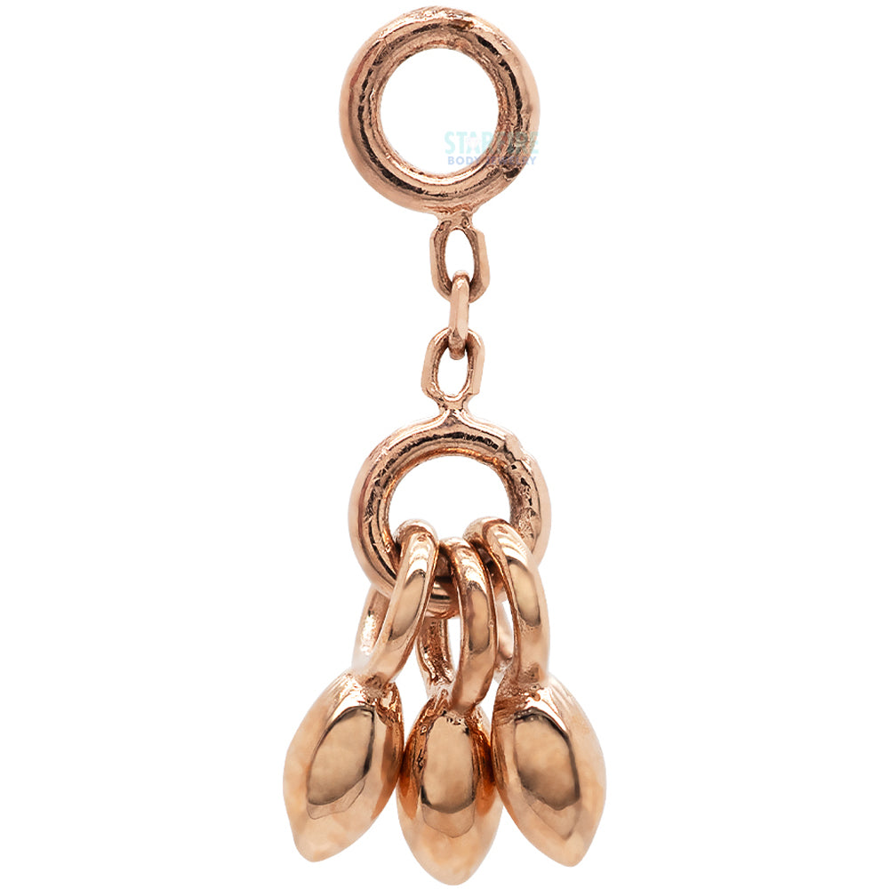 Triple Marquise Bead Chain Charm in Gold