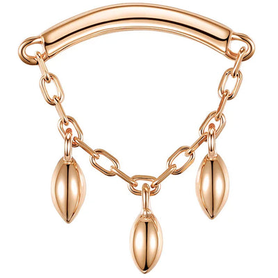 threadless: "Dripping Marquise Bead" Hidden Helix End with Chain in Gold