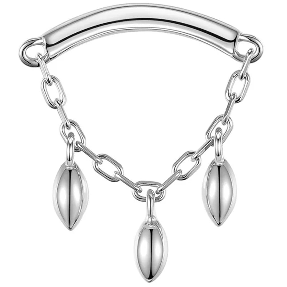threadless: "Dripping Marquise Bead" Hidden Helix End with Chain in Gold