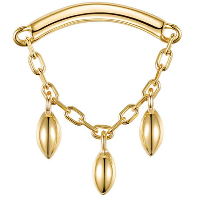 threadless: "Dripping Marquise Bead" Hidden Helix End with Chain in Gold