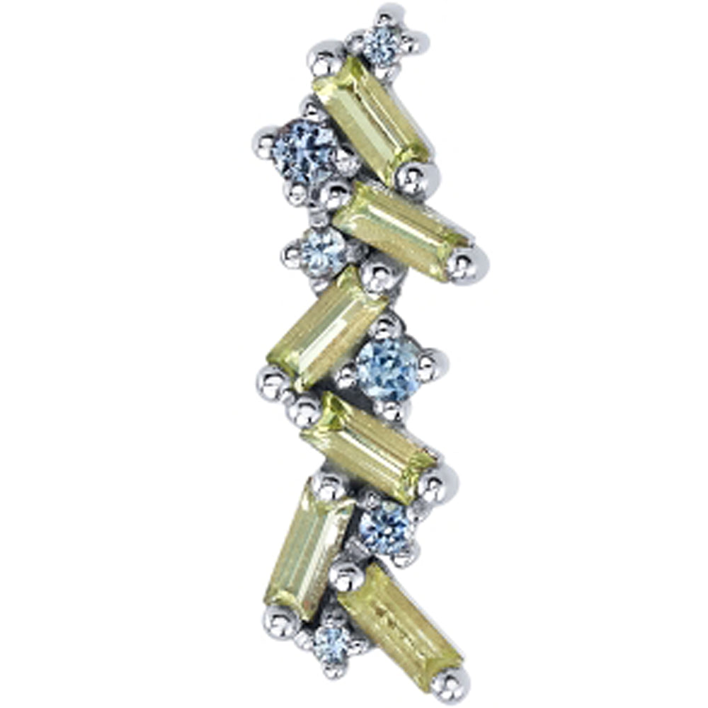 "Valus" Threaded End in Gold with Peridot & Grey Sapphires