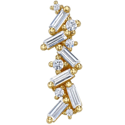 "Valus" Threaded End in Gold with White CZ's