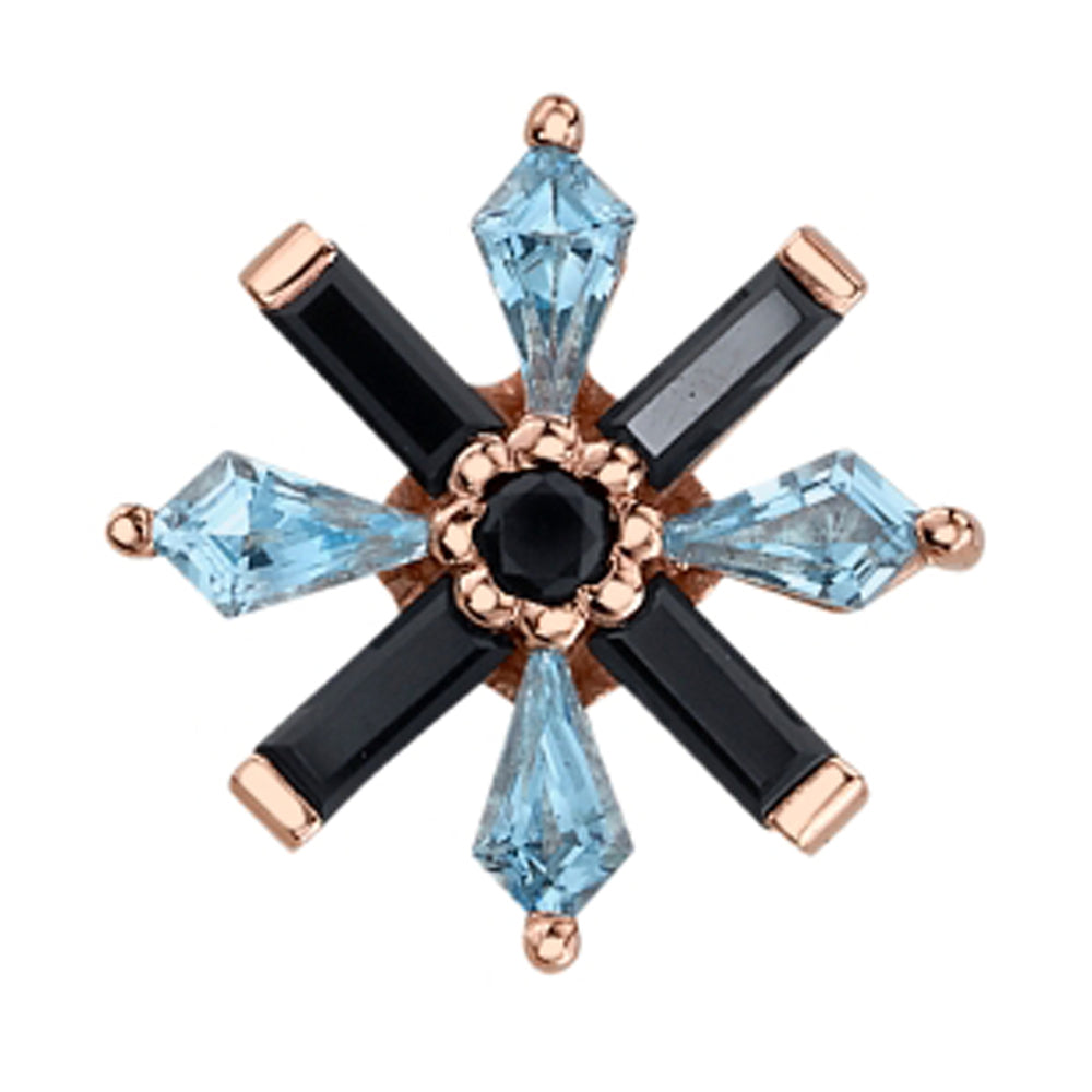 "Akira" Threaded End in Gold with Onyx & Swiss Blue Topaz'