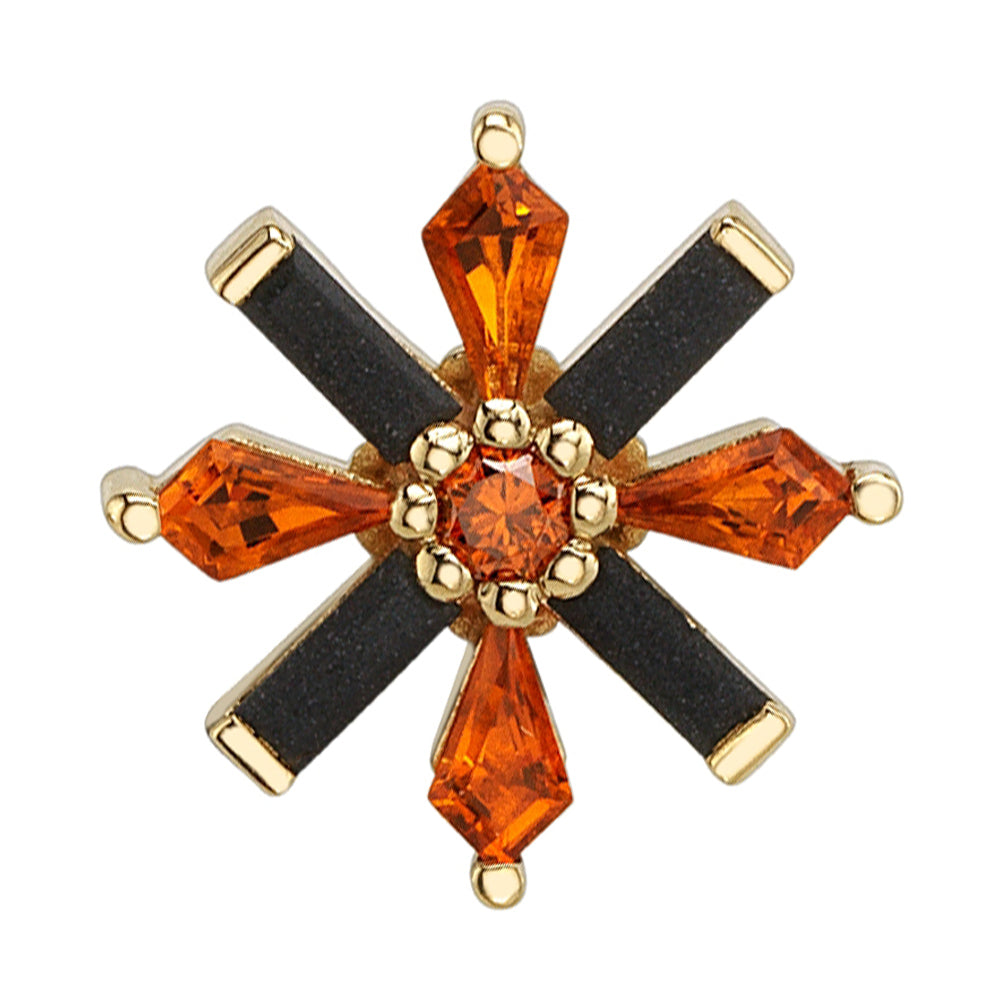 "Akira" Threaded End in Gold & Platinum with Sandblasted Onyx, Madeira Citrine & Orange Cognac Diamond