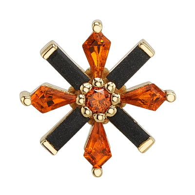 "Akira" Threaded End in Gold & Platinum with Sandblasted Onyx, Madeira Citrine & Orange Cognac Diamond