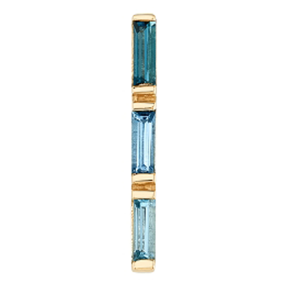 "Rosalia 3" Threaded End in Gold with London Blue Topaz, Swiss Blue Topaz & Aquamarine