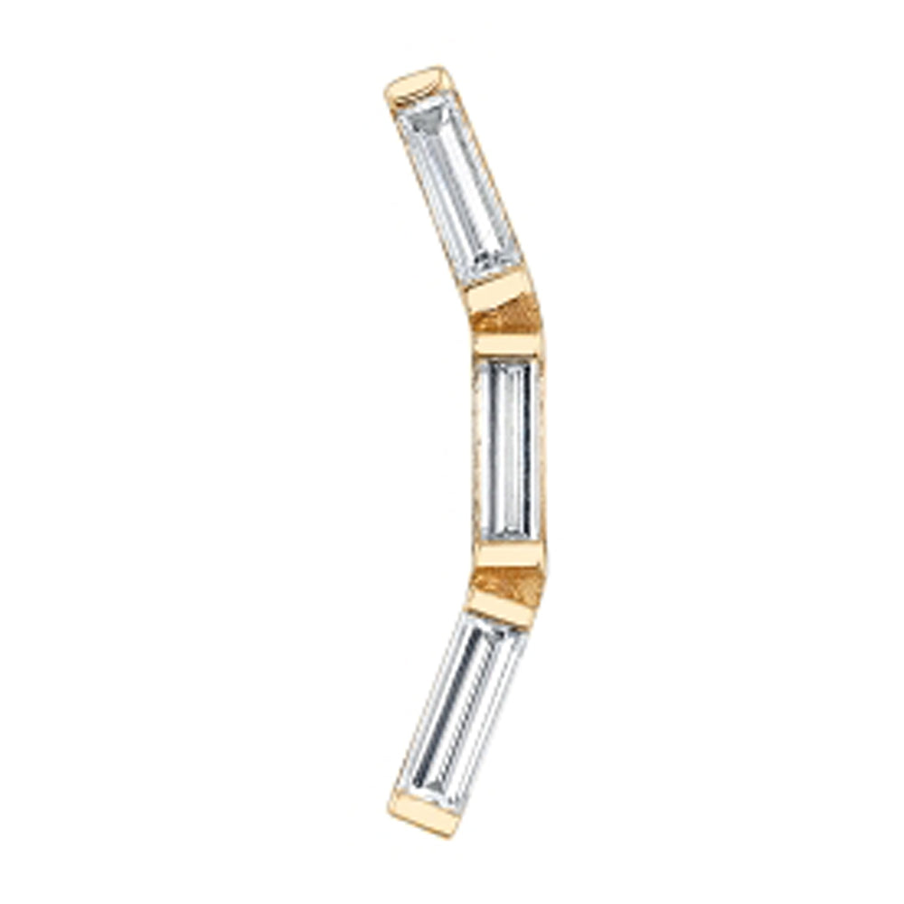"Trix 3" Threaded End in Gold with White CZ's
