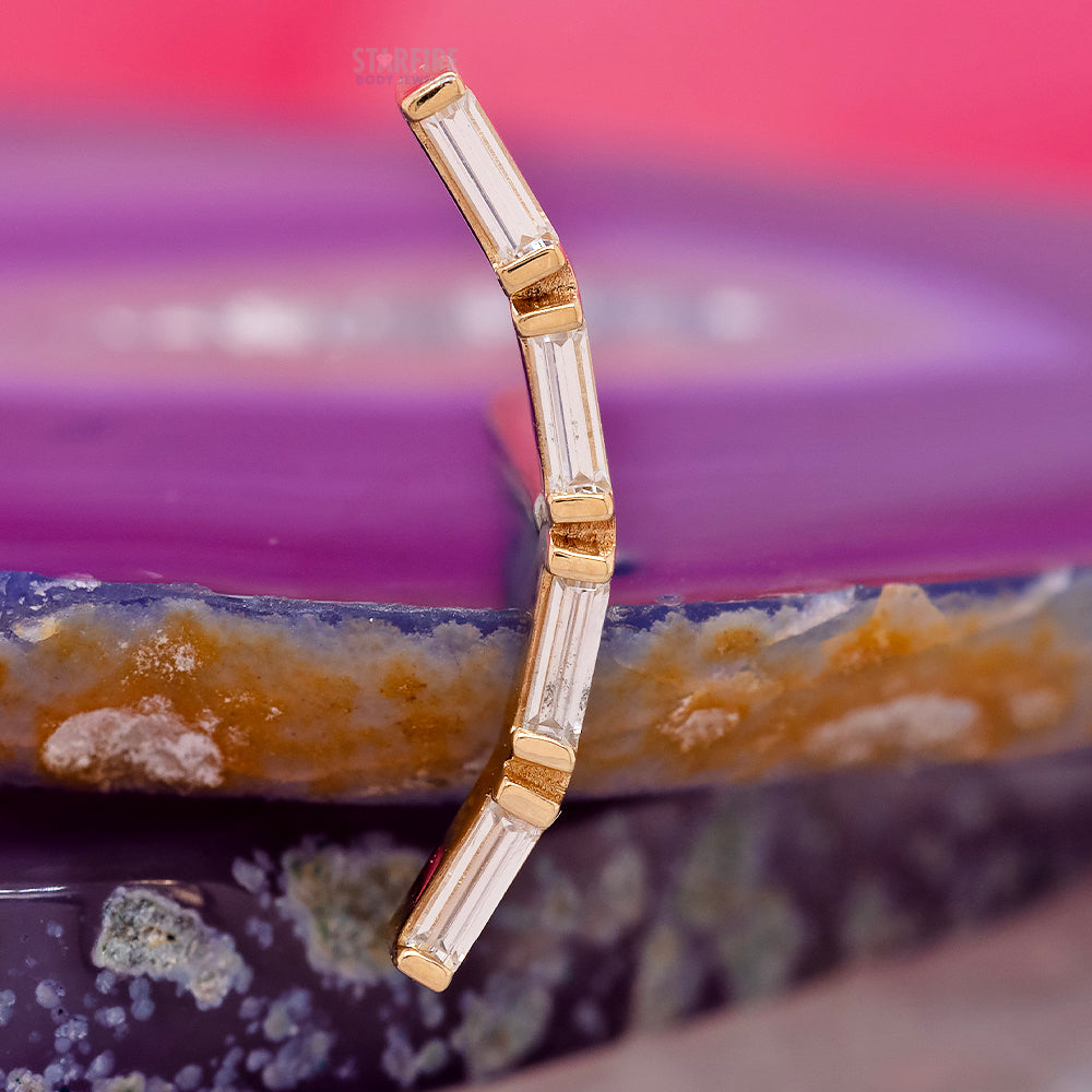 "Trix 4" Threaded End in Gold with White CZ's