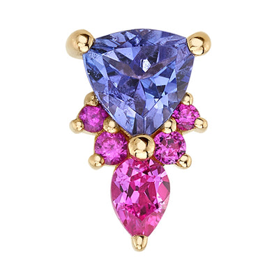 "Elspeth" Threaded End in Gold with Tanzanite & Hot Pink Sapphires