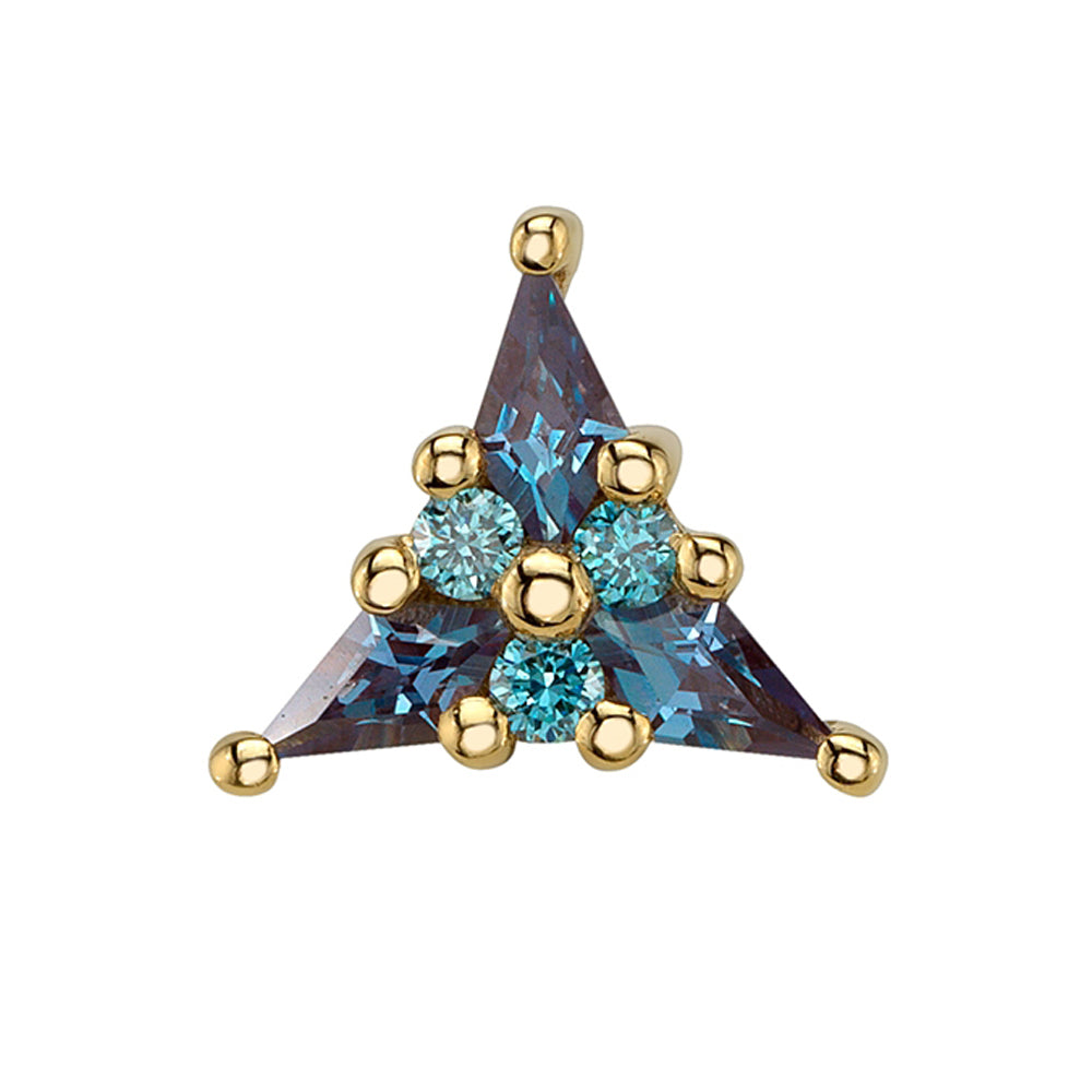 "Mini Asteria" Threaded End in Gold & Platinum with Chatham Alexandrite & Ice Blue Diamonds