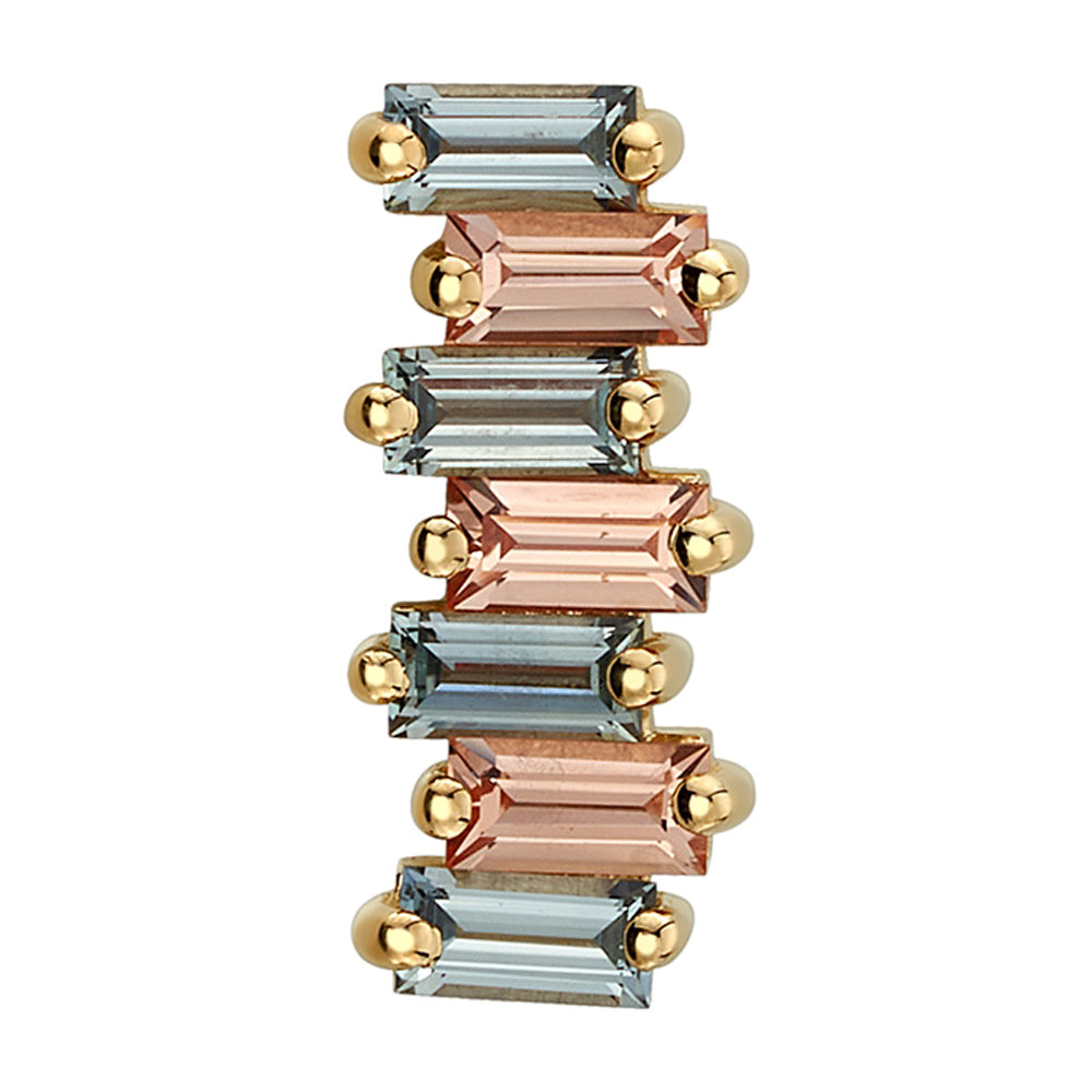Small "Madison" Threaded End in Gold with Grey Sapphire & Champagne Sapphires