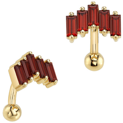 "Reina" Top Loader Navel Curve in Gold & Platinum with Garnet