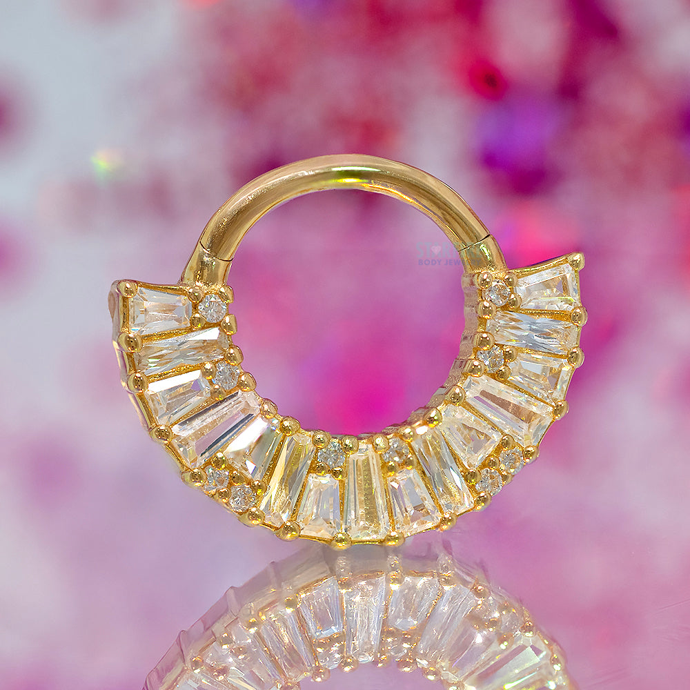 "Amplify" Hinge Ring / Clicker in Gold with CZ's