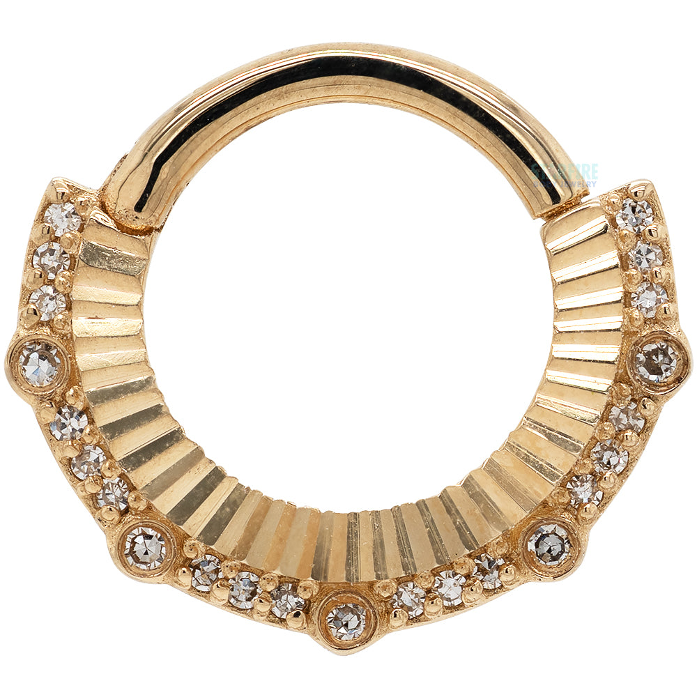 "Awaken" Hinge Ring / Clicker in Gold with Diamonds
