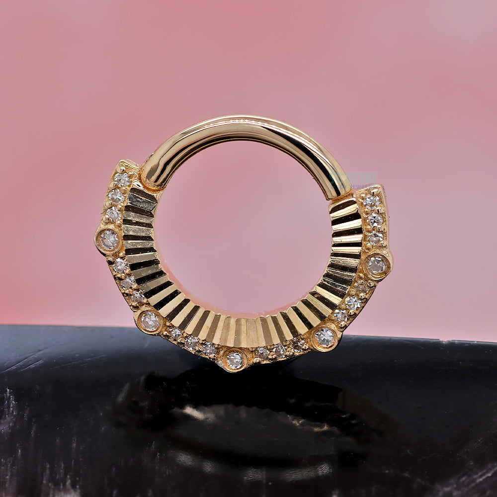"Awaken" Hinge Ring / Clicker in Gold with Diamonds