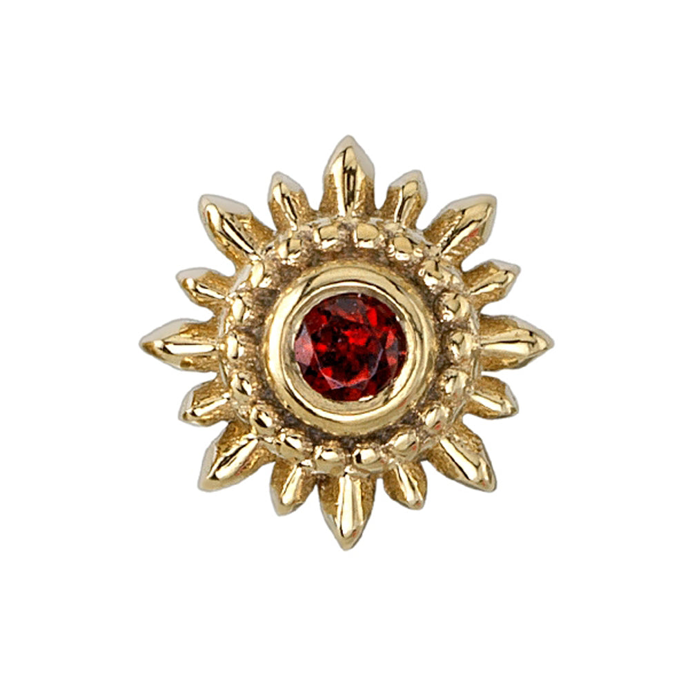"Mini Compass" & "Compass" Threaded End in Gold with Garnet