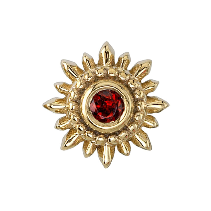 "Mini Compass" & "Compass" Threaded End in Gold with Garnet