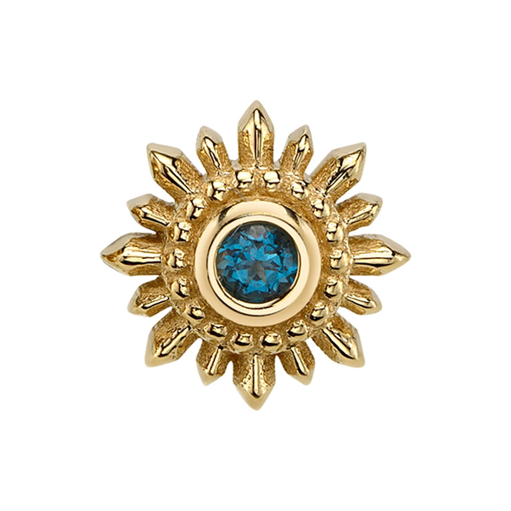 "Mini Compass" & "Compass" Threaded End in Gold with London Blue Topaz