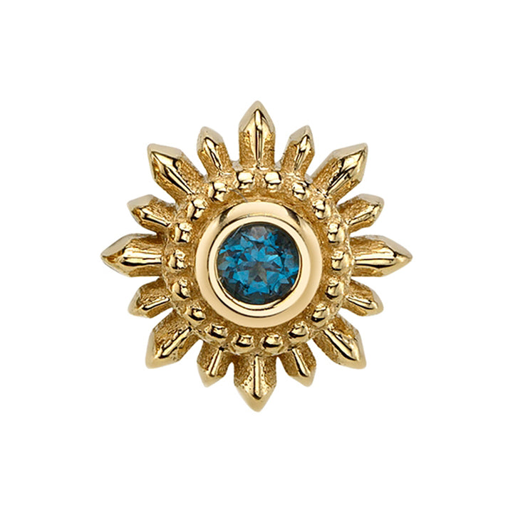 "Mini Compass" & "Compass" Threaded End in Gold with London Blue Topaz