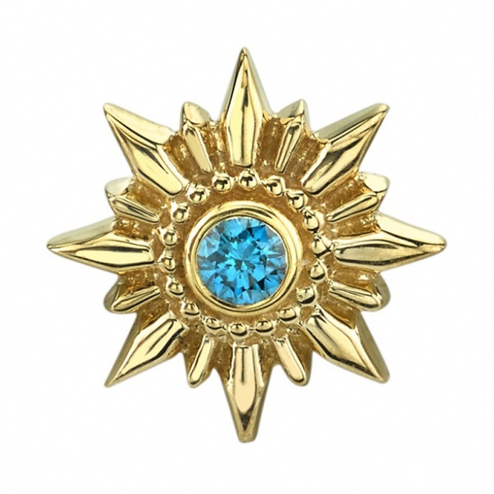 "Mini Compass" & "Compass" Threaded End in Gold with Ocean Blue Diamond