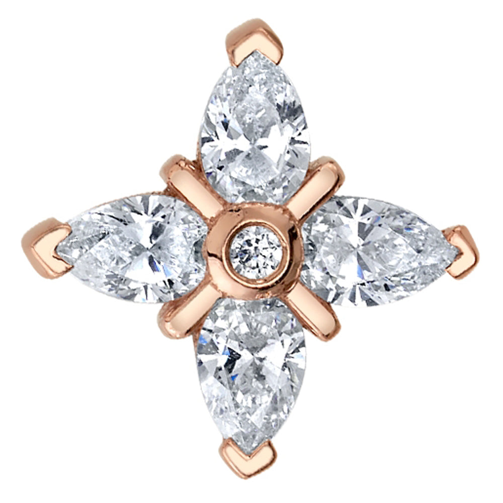 "Admiral" Threaded End in Gold with White CZ's