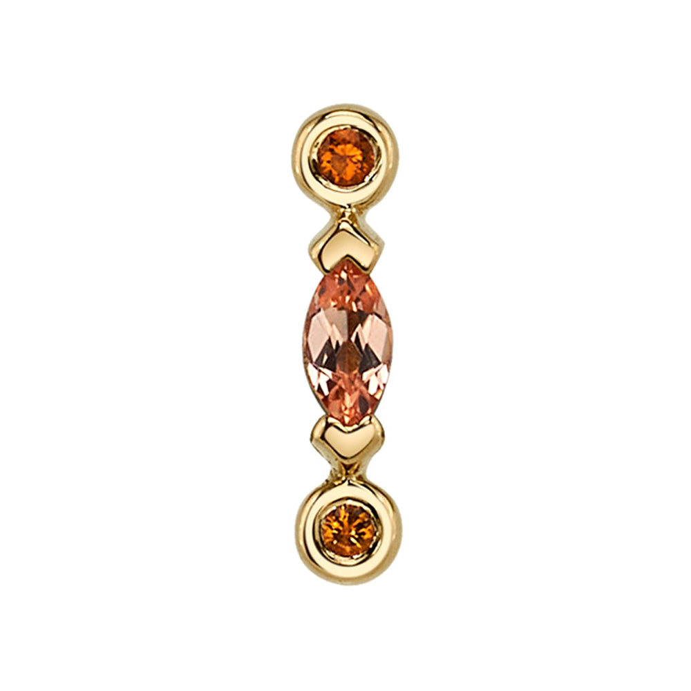 "Nora" Threaded End in Gold with Champagne Sapphire & Citrine