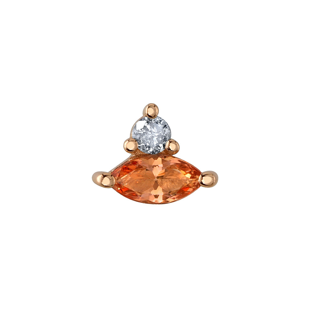 "Matcha" Threaded End in Gold with Peach Topaz & Grey Diamond