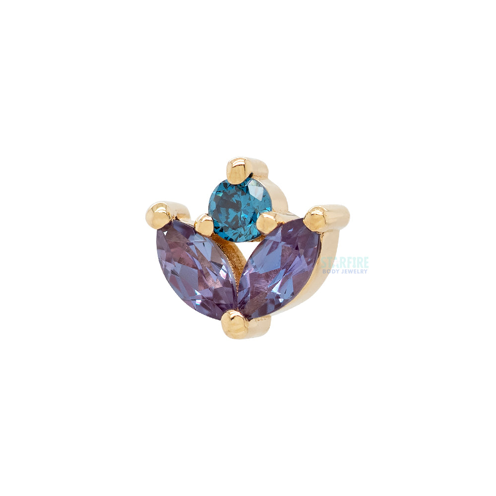 threadless: "Bloom" Pin in Gold & Platinum with Chatham Alexandrite & Ocean Blue Diamond