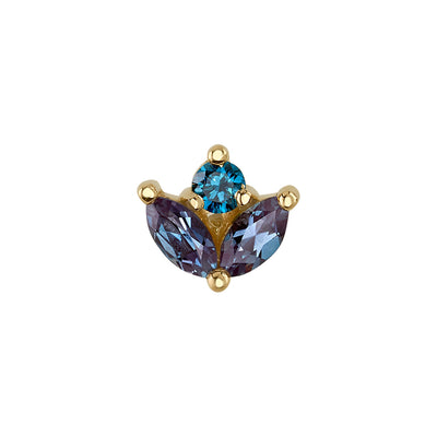 threadless: "Bloom" Pin in Gold & Platinum with Chatham Alexandrite & Ocean Blue Diamond