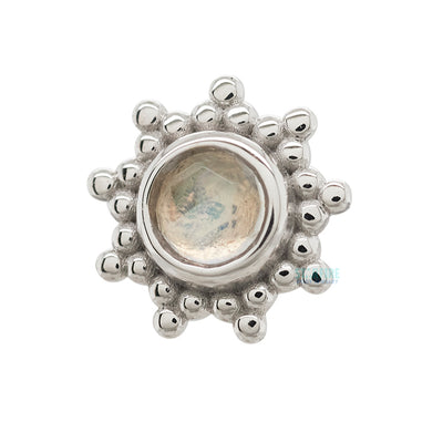"Thursday" Threaded End in Gold with Rose Cut Rainbow Moonstone
