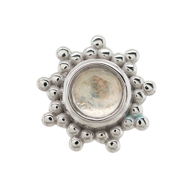 "Thursday" Threaded End in Gold with Rose Cut Rainbow Moonstone