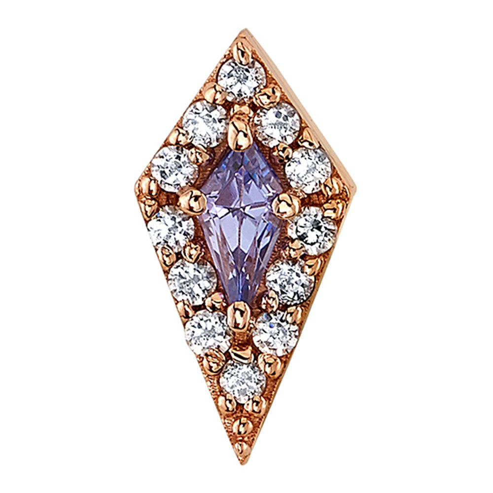 "Avalon" Threaded End in Gold with Tanzanite & Diamonds