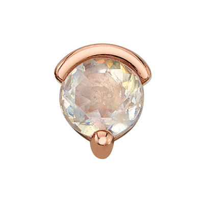 "Galileo" Threaded End in Gold with Faceted Rainbow Moonstone