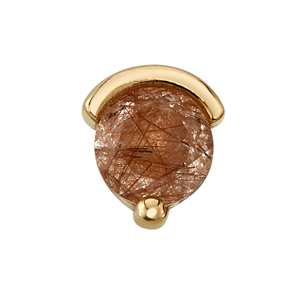 "Galileo" Threaded End in Gold with Faceted Rutilated Quartz