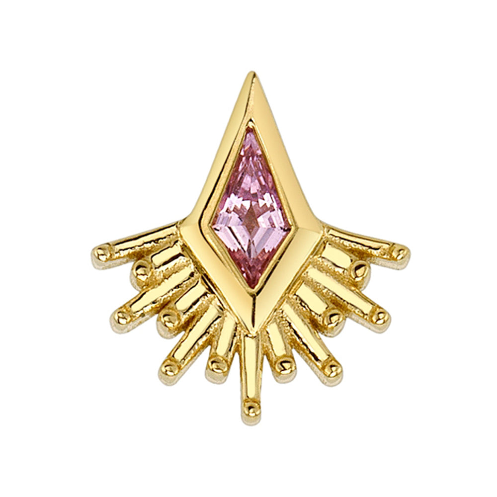 "Kite Borderline" Threaded End in Gold with Light Pink Sapphire
