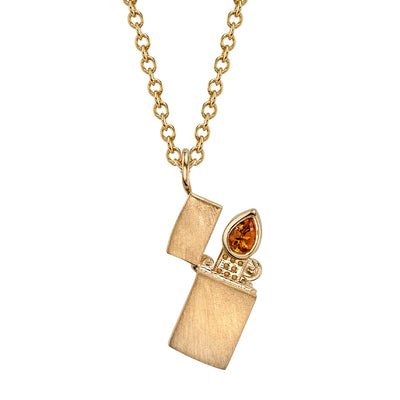 Lighter Necklace in Gold with Citrine