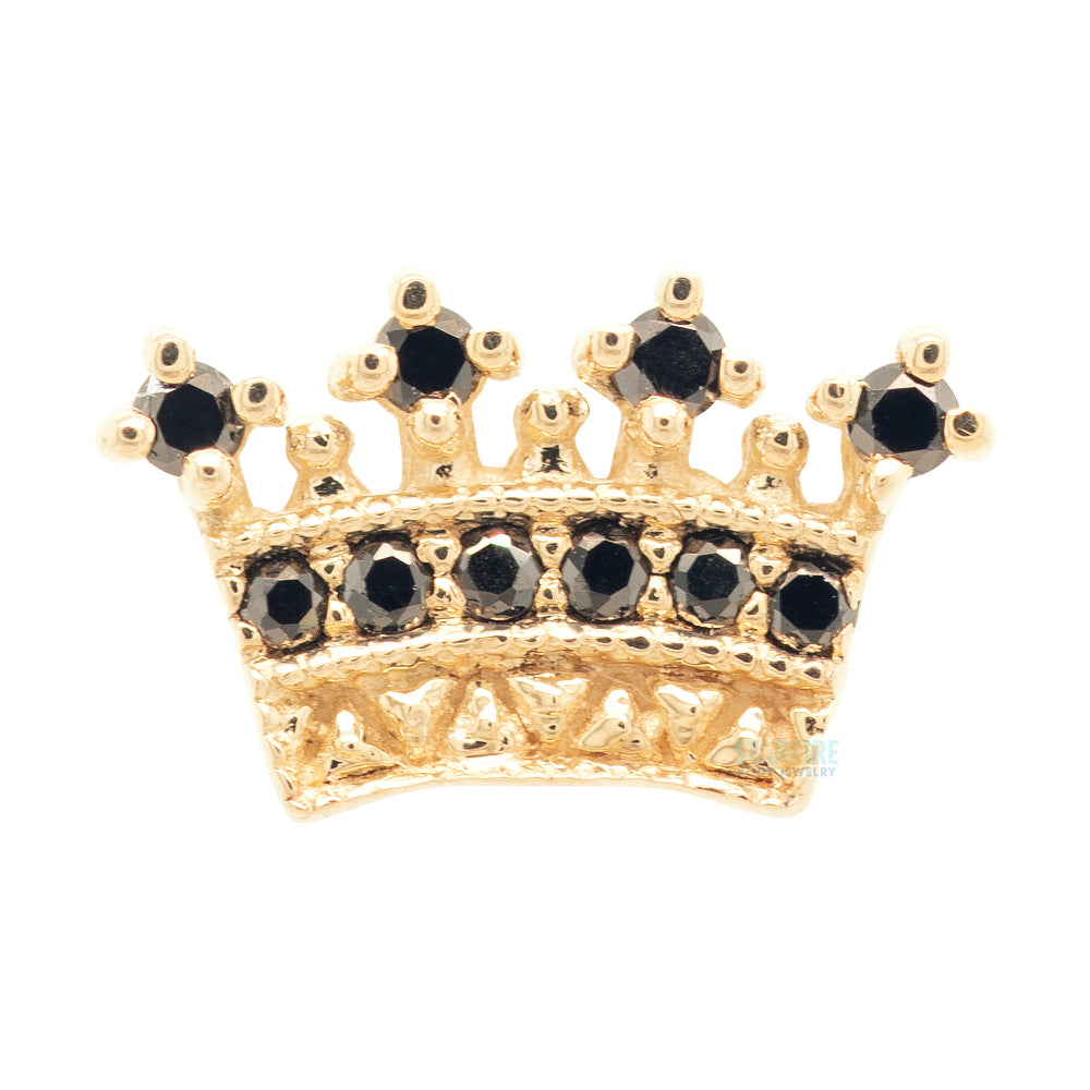 "Crown Jewel" Threaded End in Gold with Black Diamonds