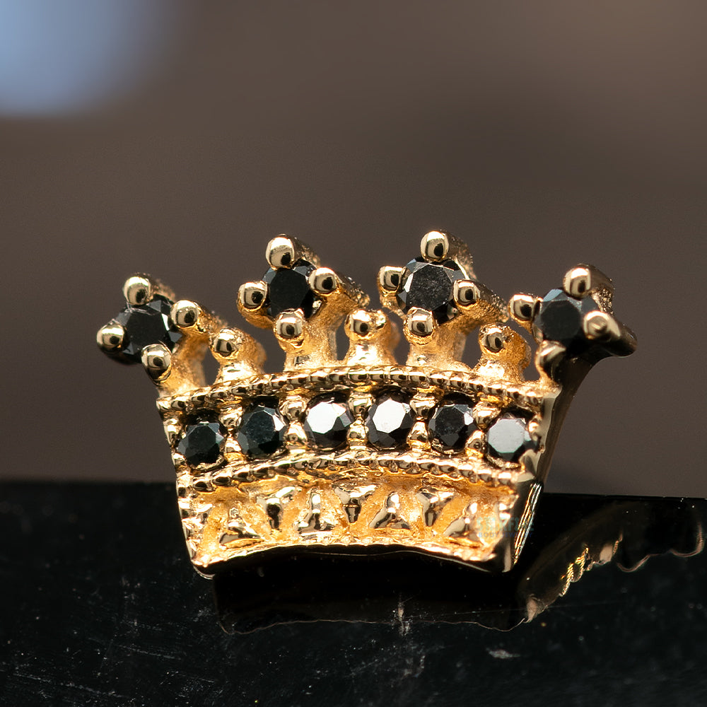 "Crown Jewel" Threaded End in Gold with Black Diamonds