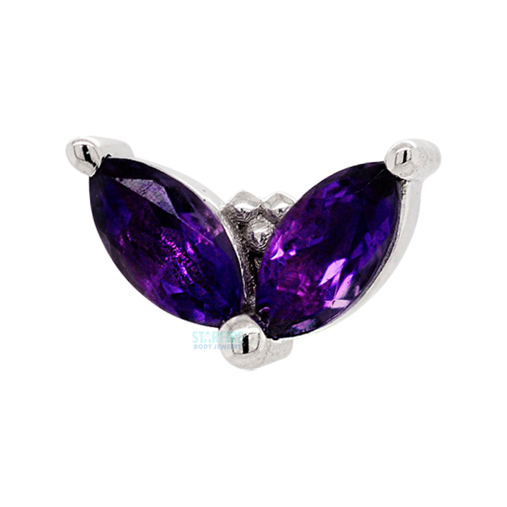 "Petals" Threaded End in Gold & Platinum with Amethyst