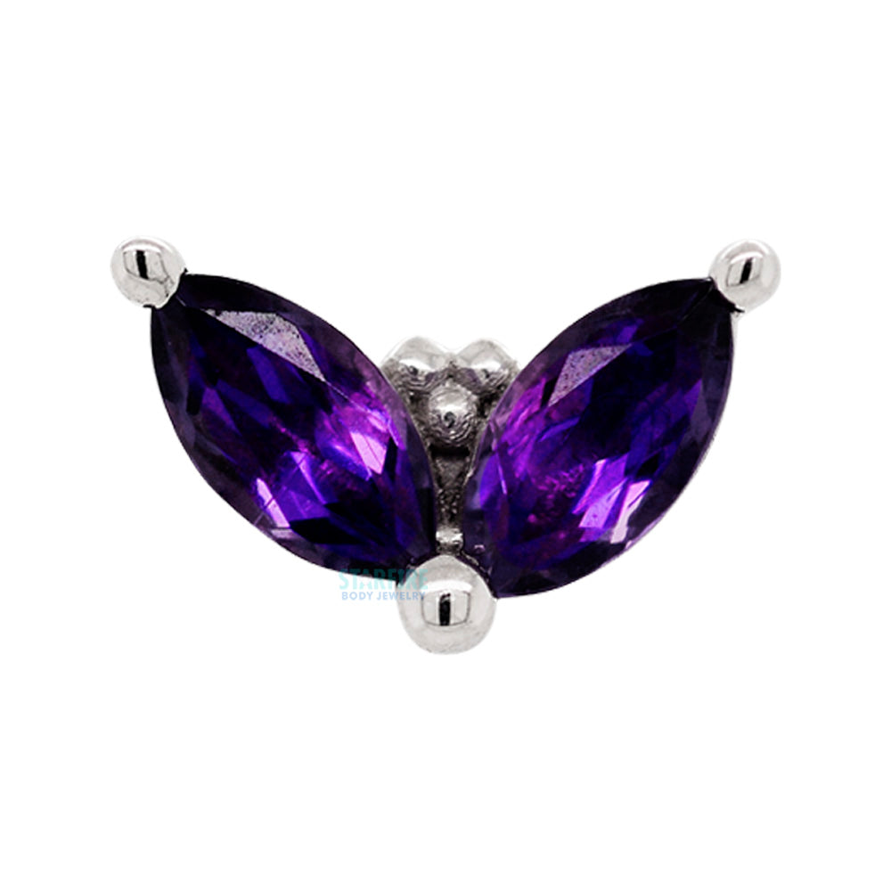 "Petals" Threaded End in Gold & Platinum with Amethyst