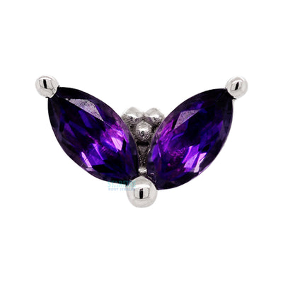 "Petals" Threaded End in Gold & Platinum with Amethyst