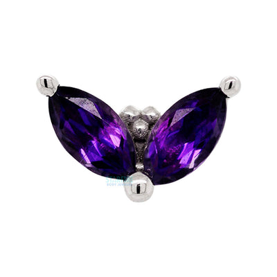 "Petals" Threaded End in Gold & Platinum with Amethyst