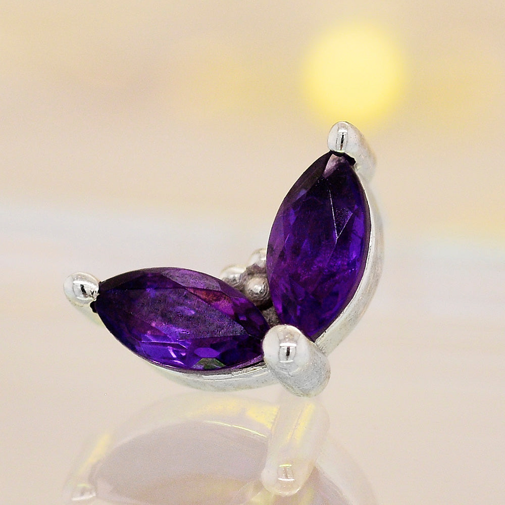 "Petals" Threaded End in Gold & Platinum with Amethyst