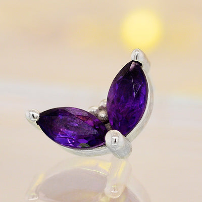 "Petals" Threaded End in Gold & Platinum with Amethyst