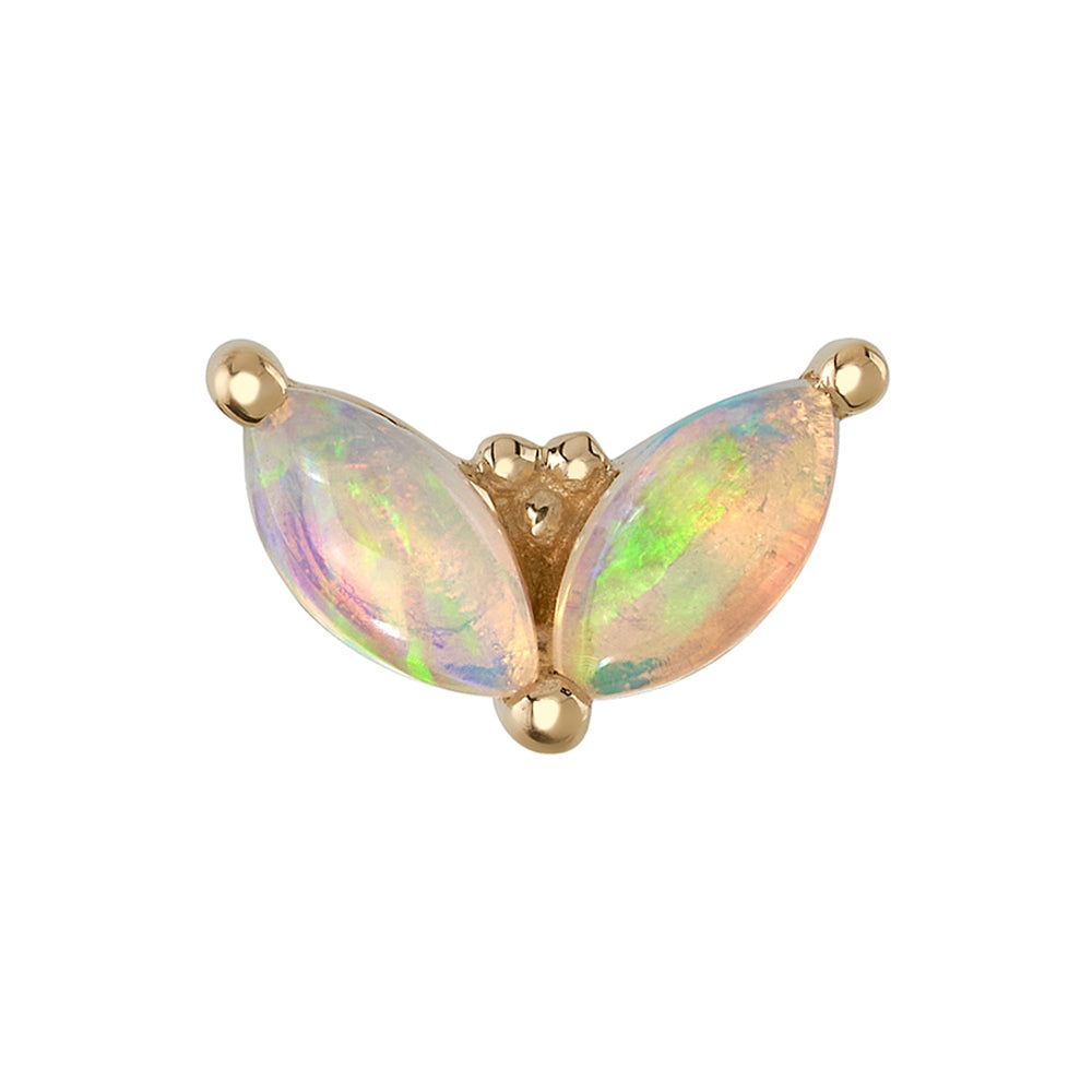 "Petals" Threaded End in Gold with Genuine White Opal